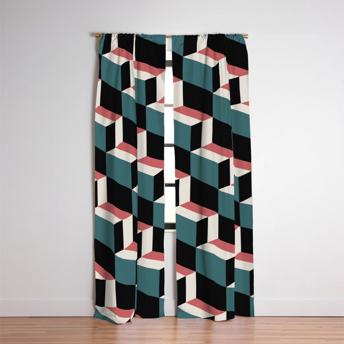 Cuboid Geometric Abstract Shapes Pattern XXXIII Window Curtain Gallery Image 3