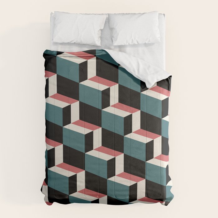 Cuboid Geometric Abstract Shapes Pattern XXXIII Comforter Gallery Image 6