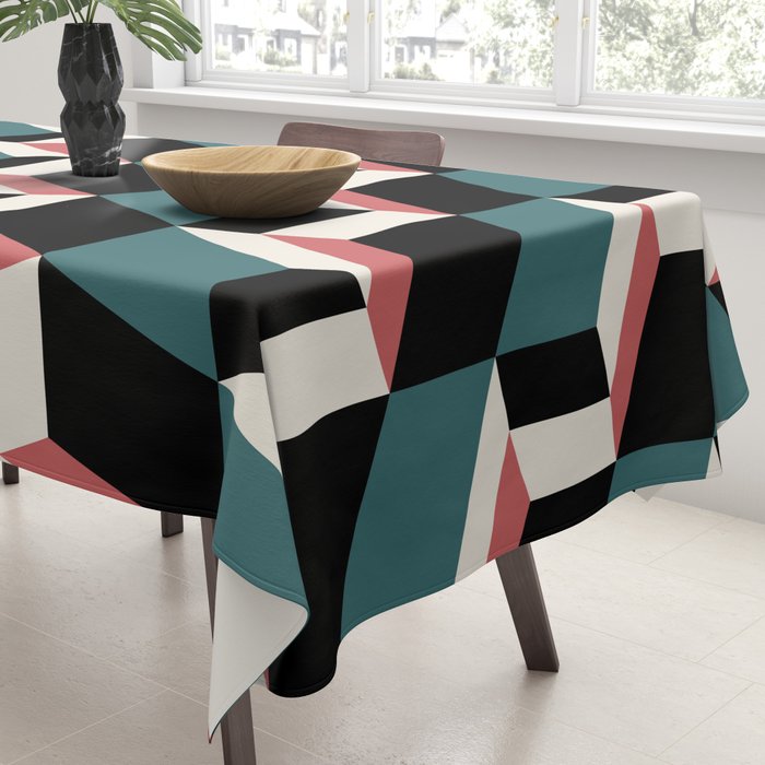 Cuboid Geometric Abstract Shapes Pattern XXXIII Tablecloth Gallery Image 3