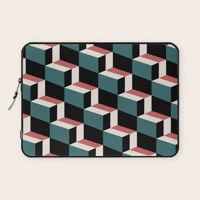 Cuboid Geometric Abstract Shapes Pattern XXXIII Laptop Sleeve Gallery Image 1