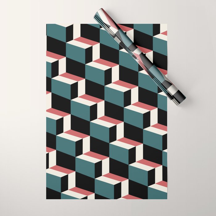 Cuboid Geometric Abstract Shapes Pattern XXXIII Wrapping Paper Gallery Image 1