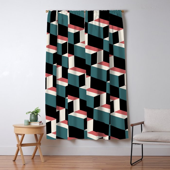 Cuboid Geometric Abstract Shapes Pattern XXXIII Window Curtain Gallery Image 5