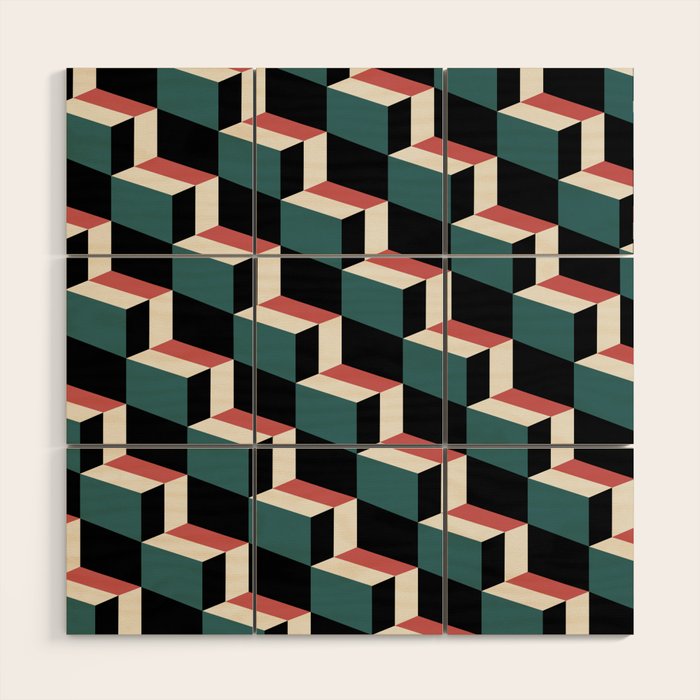 Cuboid Geometric Abstract Shapes Pattern XXXIII Wood Wall Art Gallery Image 1