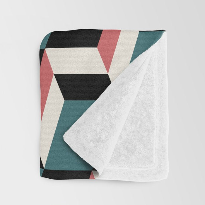 Cuboid Geometric Abstract Shapes Pattern XXXIII Throw Blanket Gallery Image 3