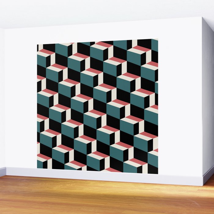 Cuboid Geometric Abstract Shapes Pattern XXXIII Wall Mural Gallery Image 2