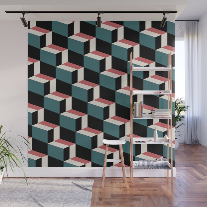 Cuboid Geometric Abstract Shapes Pattern XXXIII Wall Mural Gallery Image 1