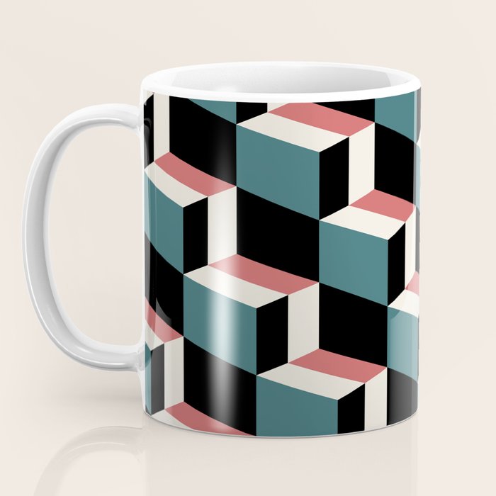 Cuboid Geometric Abstract Shapes Pattern XXXIII Coffee Mug Gallery Image 3
