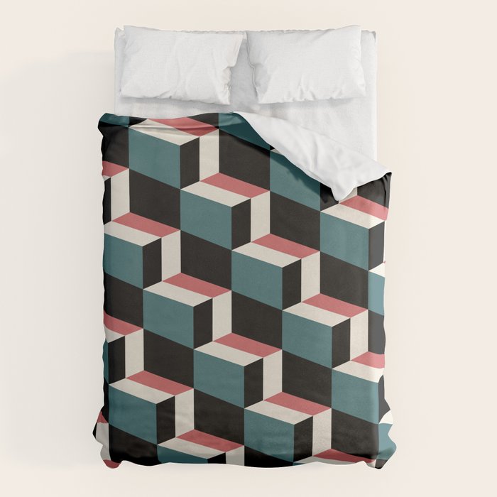 Cuboid Geometric Abstract Shapes Pattern XXXIII Duvet Cover Gallery Image 6