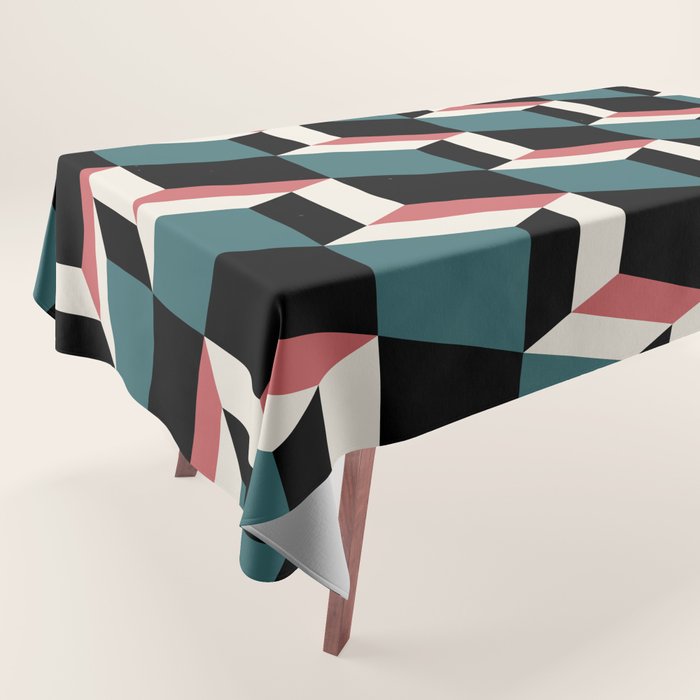 Cuboid Geometric Abstract Shapes Pattern XXXIII Tablecloth Gallery Image 1