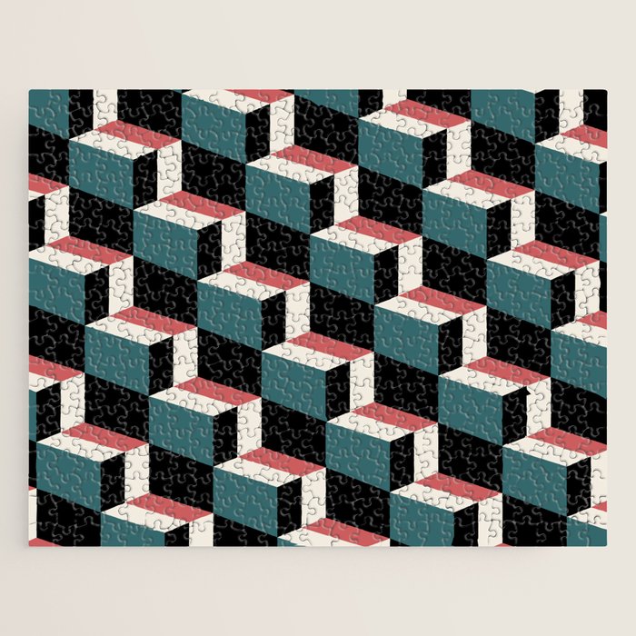 Cuboid Geometric Abstract Shapes Pattern XXXIII Jigsaw Puzzle Gallery Image 1
