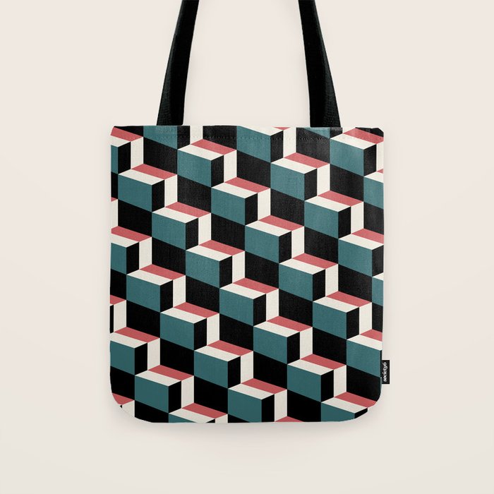 Cuboid Geometric Abstract Shapes Pattern XXXIII Tote Bag Gallery Image 1