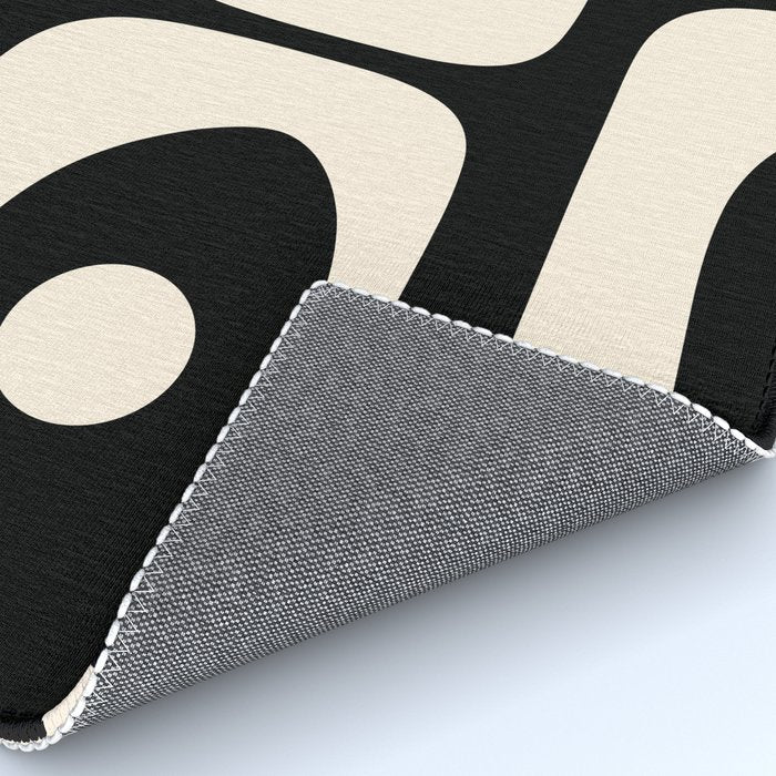 Mid Century Modern Piquet Abstract Pattern in Black and Almond Cream Rug Gallery Image 4