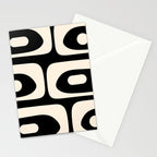 Mid Century Modern Piquet Abstract Pattern in Black and Almond Cream Stationery Card Gallery Image 2