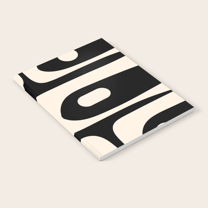 Mid Century Modern Piquet Abstract Pattern in Black and Almond Cream Notebook Gallery Image 2