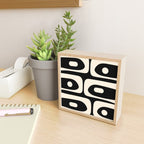Mid Century Modern Piquet Abstract Pattern in Black and Almond Cream Mini Art Print Gallery Image 2