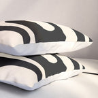 Mid Century Modern Piquet Abstract Pattern in Black and Almond Cream Pillow Sham Gallery Image 3