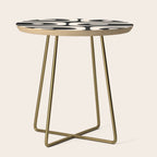 Mid Century Modern Piquet Abstract Pattern in Black and Almond Cream Side Table Gallery Image 1