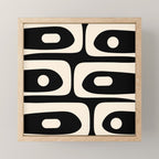 Mid Century Modern Piquet Abstract Pattern in Black and Almond Cream Mini Art Print Gallery Image 1