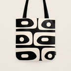 Mid Century Modern Piquet Abstract Pattern in Black and Almond Cream Tote Bag Gallery Image 1