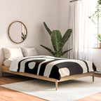 Mid Century Modern Piquet Abstract Pattern in Black and Almond Cream Comforter Gallery Image 2