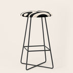 Mid Century Modern Piquet Abstract Pattern in Black and Almond Cream Stool Gallery Image 1