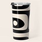 Mid Century Modern Piquet Abstract Pattern in Black and Almond Cream Travel Mug Gallery Image 3