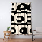 Mid Century Modern Piquet Abstract Pattern in Black and Almond Cream Window Curtain Gallery Image 5