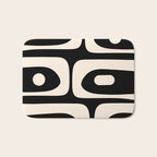 Mid Century Modern Piquet Abstract Pattern in Black and Almond Cream Bath Mat Gallery Image 1