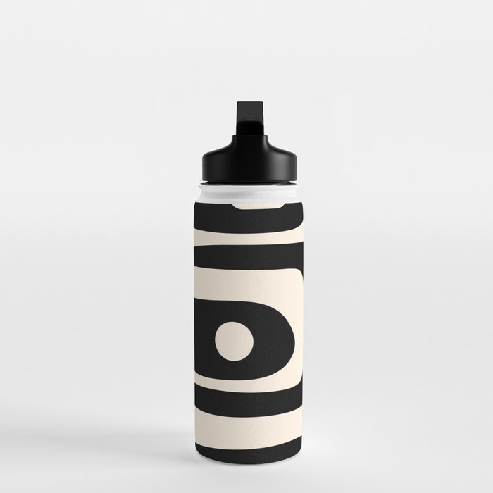 Mid Century Modern Piquet Abstract Pattern in Black and Almond Cream Water Bottle Gallery Image 3