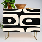 Mid Century Modern Piquet Abstract Pattern in Black and Almond Cream Credenza Gallery Image 1