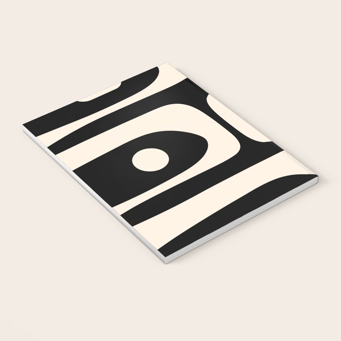 Mid Century Modern Piquet Abstract Pattern in Black and Almond Cream Notebook Gallery Image 3