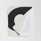 Mid Century Modern Piquet Abstract Pattern in Black and Almond Cream Throw Blanket Gallery Image 3