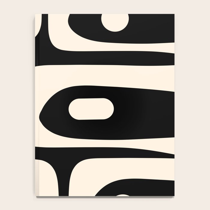Mid Century Modern Piquet Abstract Pattern in Black and Almond Cream Notebook Gallery Image 4