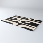 Mid Century Modern Piquet Abstract Pattern in Black and Almond Cream Rug Gallery Image 3