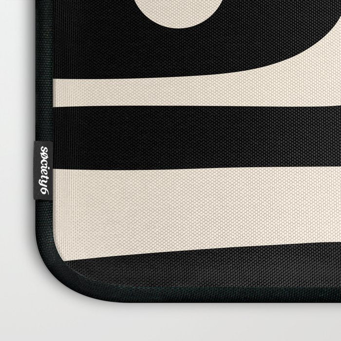 Mid Century Modern Piquet Abstract Pattern in Black and Almond Cream Laptop Sleeve Gallery Image 3