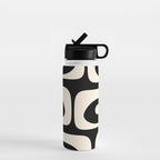 Mid Century Modern Piquet Abstract Pattern in Black and Almond Cream Water Bottle Gallery Image 1