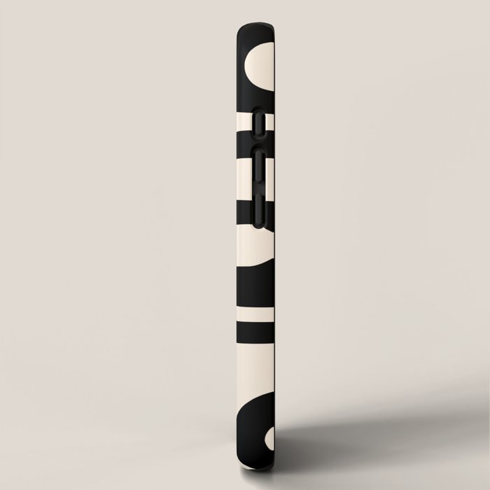 Mid Century Modern Piquet Abstract Pattern in Black and Almond Cream iPhone Case Gallery Image 2