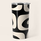 Mid Century Modern Piquet Abstract Pattern in Black and Almond Cream Travel Mug Gallery Image 1