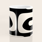 Mid Century Modern Piquet Abstract Pattern in Black and Almond Cream Coffee Mug Gallery Image 4