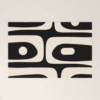 Mid Century Modern Piquet Abstract Pattern in Black and Almond Cream Welcome Mat Gallery Image 1