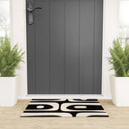Mid Century Modern Piquet Abstract Pattern in Black and Almond Cream Welcome Mat Gallery Image 3