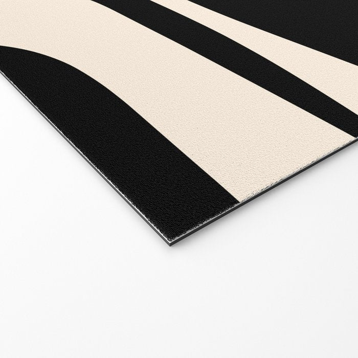Mid Century Modern Piquet Abstract Pattern in Black and Almond Cream Welcome Mat Gallery Image 2