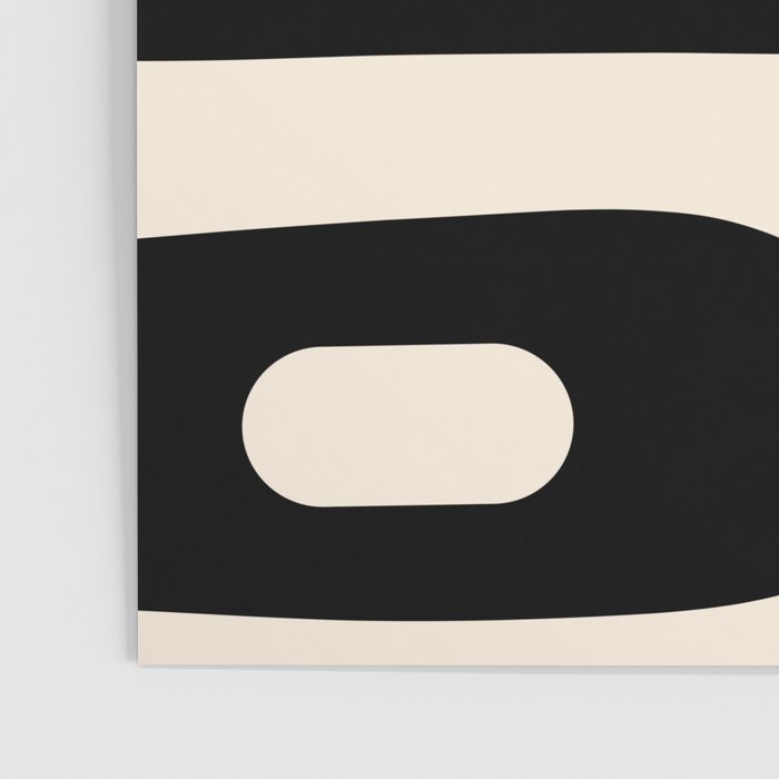 Mid Century Modern Piquet Abstract Pattern in Black and Almond Cream Poster Gallery Image 3