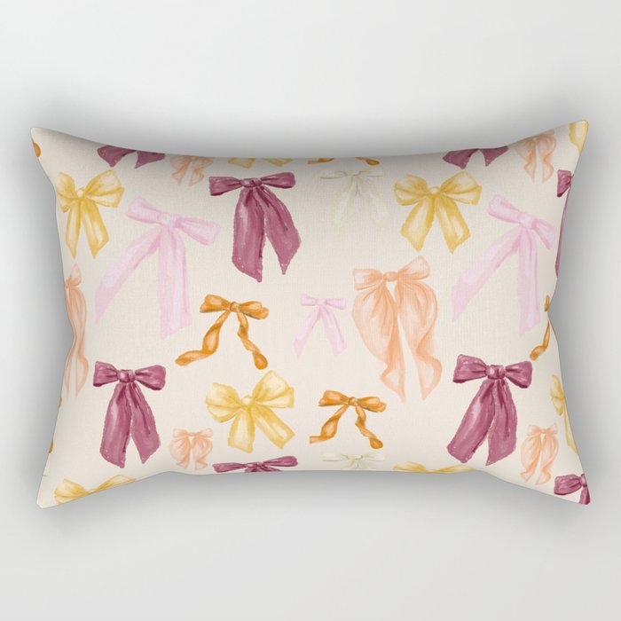 Pastel Watercolor Bow Ties Rectangular Pillow Gallery Image 1