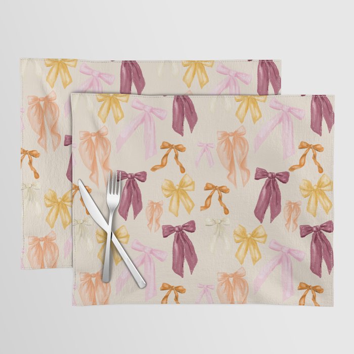 Pastel Watercolor Bow Ties Placemat Gallery Image 1