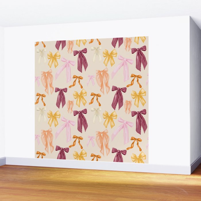 Pastel Watercolor Bow Ties Wall Mural Gallery Image 2
