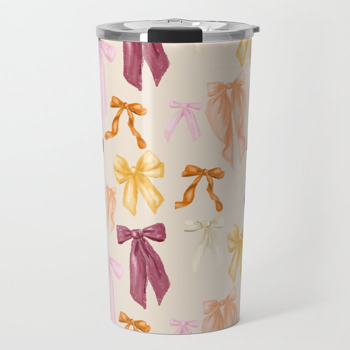 Pastel Watercolor Bow Ties Travel Mug Gallery Image 1