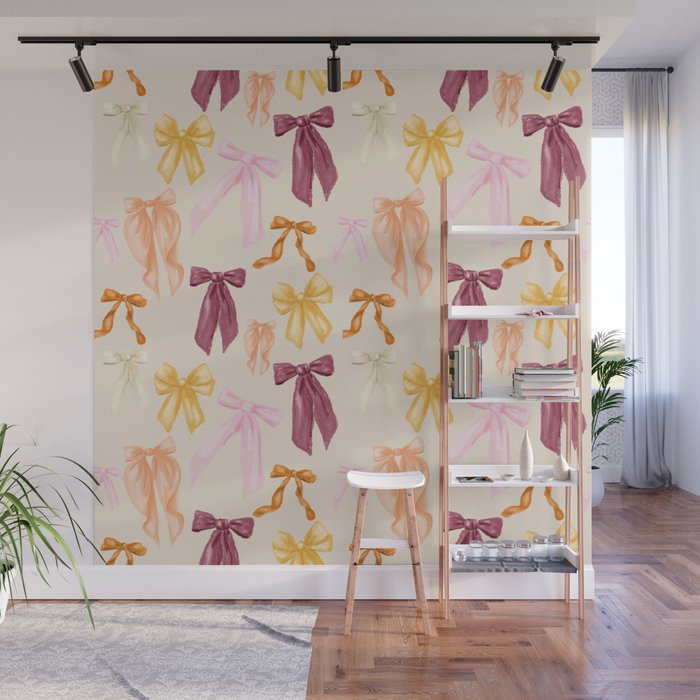 Pastel Watercolor Bow Ties Wall Mural Gallery Image 1