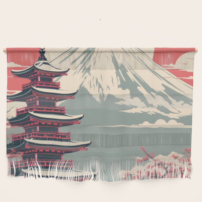 Cherry Blossom Fuji Shrine Wall Hanging Gallery Image 1