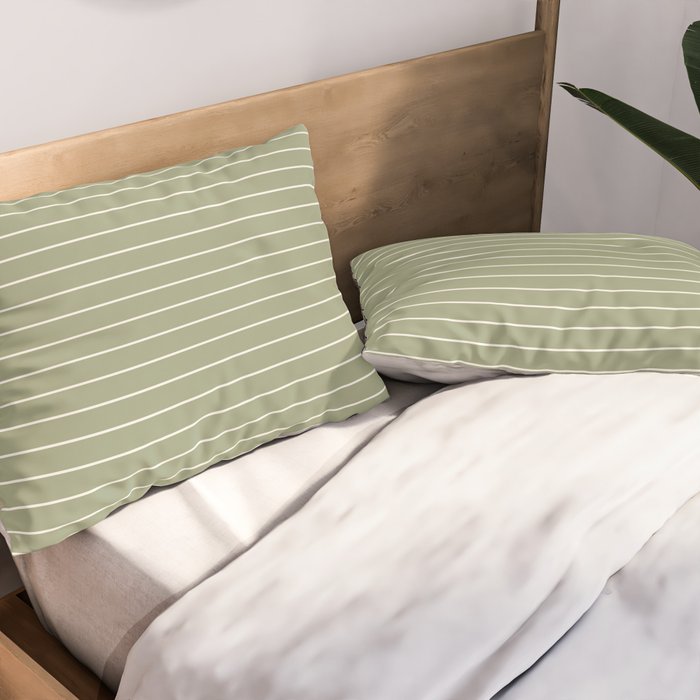 Minimal Arch LIII Earthy Sage Green Modern Geometric Lines Pillow Sham Gallery Image 2